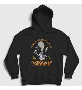 Presmono Unisex Siyah Advanced Drinker Roger Smith Dizi American Dad Kapüşonlu Sweatshirt 299130tt
