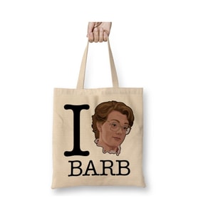 Stranger Things I Love Barb Beyaz Bez Çanta Uzun Saplı Alışveriş Çantası Plaj Çantası