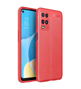 Oppo A54 4G Kılıf Esnek Pu-Deri Leather-Pu Serisi Protected Case (Kırmızı)