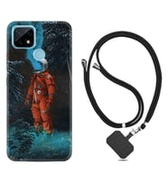 Realme C11 C21 C21Y C25Y C11 2021 Kılıf Boyun Askılı Silikon Astronot Smoke 1769
