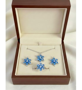 925 Ayar Gümüş Mavi Lotus Set (Silver)