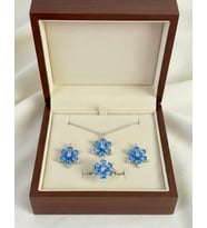 925 Ayar Gümüş Mavi Lotus Set (Silver)