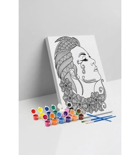 Kadın Portresi Desenli Mandala Tuval Boyama Seti 40x50 cm