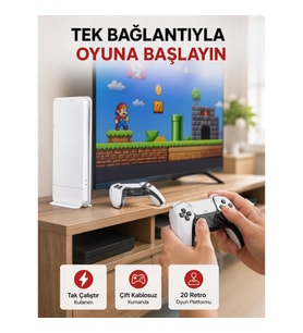 Mey İthalat® 20.000 Klasik Oyun Dahili Kablosuz Kontrollü Oyun Kutusu