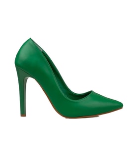 Trend Adımlar Yeşil Kadın İnce Topuklu Sivri Burun Stiletto