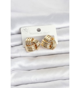 316L Çelik Gold Renk Sarmal Model Kadın Küpe