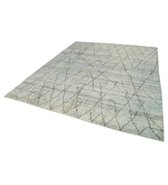 Gri Halı El Dokuma Modern Stil Geometrik Desenli Lüks Salon Halısı Açık Renkler Yatak Odası
