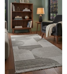 ARMA Serisi Açık Gri Krem Geometrik Desenli Modern Halı MC 402