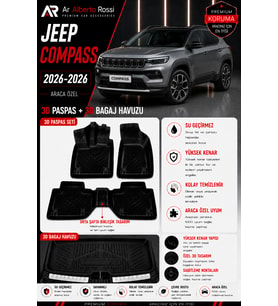 JEEP COMPASS 2026-2026 Araca Özel 3D Paspas + 3D Bagaj Havuzu