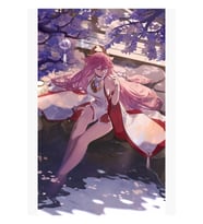 Sevimli Yae Miko Genshin Etkisi Tablo Ahşap Poster Dekoratif