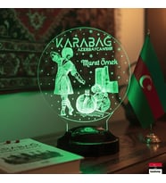 Karabağ Azerbaycan'dır 3D LED Lamba  Milli Temalı Hediye - LoveLamp