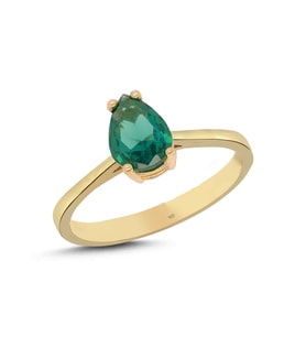 Peridot Damla Taşlı Gümüş Yüzük YZ08 (Altın)