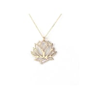 Kişiye Özel 925 Ayar Gümüş Zarif Lotus Çiçeği Kolye (Gold)