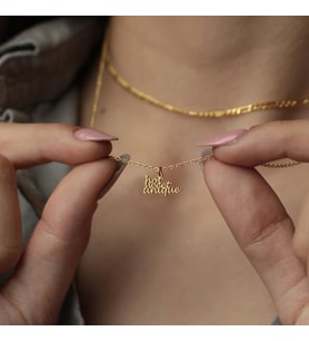 Kişiye Özel 925 Ayar Gümüş Minimal İstediğini Yazdır Not Kolye (Gold)