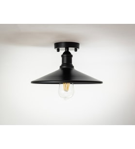 RİOLİGHT RETRO,RUSTİK MUTFAK,ODA,KOLİDOR İÇİN TEKLİ METAL SARKIT PLOFONYER AVİZE ÇAP:28CM (Siyah)