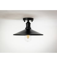 RİOLİGHT RETRO,RUSTİK MUTFAK,ODA,KOLİDOR İÇİN TEKLİ METAL SARKIT PLOFONYER AVİZE ÇAP:28CM (Siyah)
