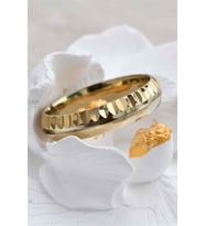 Gold Renk Kenar Desenli Erkek 925 Ayar Gümüş Alyans