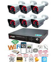 FURY 6 Kameralı 5mp Lensli 1080P 2mp Görüntü 6 Atom Gece Görüşlü FullHd Güvenlik Kamerası 5525A 1TB
