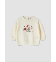 LCW baby Ekru Nakışlı Kız Bebek Sweatshirt