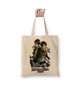 Attack On Titan Levi Eren Bez Çanta Uzun Saplı Alışveriş Çantası Plaj Çantası (Beyaz)
