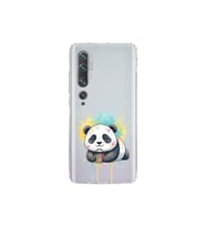 Xiaomi Mi Note 10 ile Uyumlu Splash Panda Tasarımlı Şeffaf Silikon Kılıf