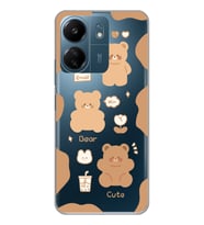 Xiaomi Redmi 13C Uyumlu Cute Bear Tasarımlı Şeffaf Telefon Kılıfı