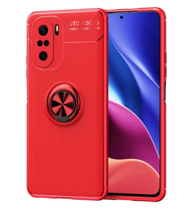Durukar® Poco F3 Kılıf Range Yüzüklü Silikon - Kırmızı