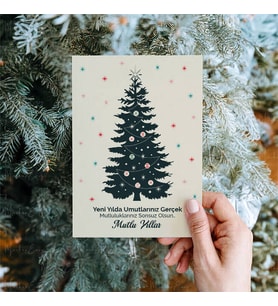 Yılbaşı Çam Süsleri Temalı Kişiye Özel Kartpostal