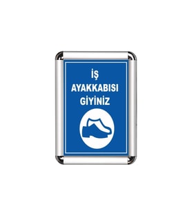 İş Ayakkabısı Giyiniz A3 Cerceveli Uyarı ve Yönlendirme Levhası