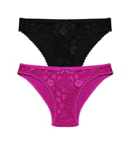 2 Li Paket Önü Dantelli M Beden Kadın Fantezi Bikini Külot (Çok Renkli)
