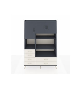 Hyperion Dolap 9 Raflı 6 Çekmeceli 3 Kapaklı 132x44x195 Antrasit-Antrasit/Aytaşı