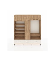 Hyperion Dolap 18 Raflı 4 Çekmeceli Tek Askılı 220x44x243 Çam-Çam/Aytaşı