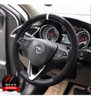 Opel Astra K Dikme Direksiyon Kılıfı Alcantara Süet Mat Karbon Beyaz Yüzük ve Dikiş Dolu Alti Dolu Ince V 2015-2022