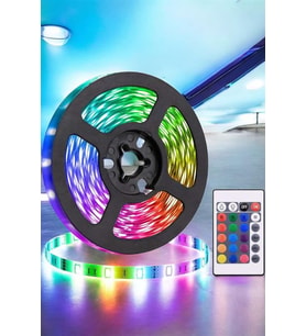 5 Metre Şerit Led RGB LED'li Kumandalı Güç Adaptörü Her Ortama Uygun