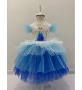 BASKILI KISA ELSA ELBİSESİ