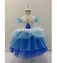 BASKILI KISA ELSA ELBİSESİ