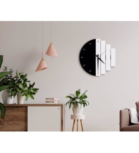 BK Home Dekoratif 45cm Ahşap Duvar Saati-79 (Beyaz)