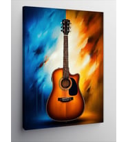 Kanvas Tablo Akustik Gitar Işıltısı