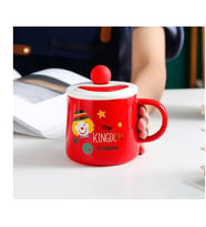 Point Porselen Kupa Ev Yaşam Kapaklı Kaşıklı Palyaço Krallık Kırmızı 1 Adet