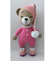 Pembe Uykucu Ayı Uyku Arkadaşı Amigurumi Organik Oyuncak
