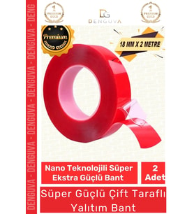 Premium Ekstra Güçlü Çok Amaçlı Çift Taraflı Tamir Dış Mekan Montaj 2mt Silikon Şeffaf Bant 2 Adet
