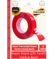 Premium Ekstra Güçlü Çok Amaçlı Çift Taraflı Tamir Dış Mekan Montaj 2mt Silikon Şeffaf Bant 2 Adet
