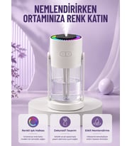 Sessiz Ha Nemlendirici Renkli Gece Işıklı Otomatik Kapanma Özellikli Nemlendirme Cihazı
