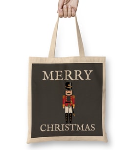 Merry Christmas Nutcracker Christms Nutcracker Bez Çanta Uzun Saplı