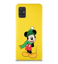 Samsung Galaxy A51 Soft Premier Kapak Mickey Mouse-G Tasarımlı Silikon Kılıf - Sarı (Şeffaf)