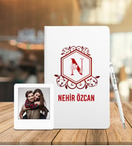 Kişiye Özel Defter & Metal Tükenmez Kalem + Ahşap Çerçeve 632