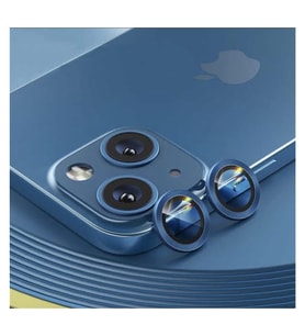 Apple iPhone 13 Mini Kamera Koruyucu Lens Mercek Metal Çerçeveli 2li Set Mavi Blue