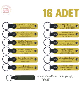 Sarı & Yeşil, Avukatlık Bürosuna Özel Teşekkür Hediyesi, 16’lı Set, İsim Yazılabilen Anahtarlık