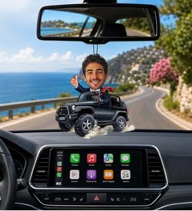Kişiye Özel Off Road Jeep Karikatürlü Araç Dikiz Aynası Süsü – Fotoğraflı Macera Tutkunu Konsepti