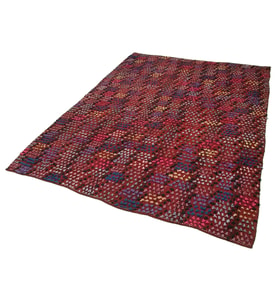 Bordo Kilim El Dokuma Geometrik Motifli Bohem Stil Salon Ve Yatak Odası Kilimi Etnik